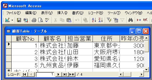 データシートビューの表示書式を指定する