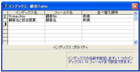 複数のフィールドを対象としたインデックスの設定