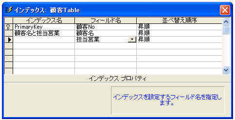 複数のフィールドを対象としたインデックスの設定