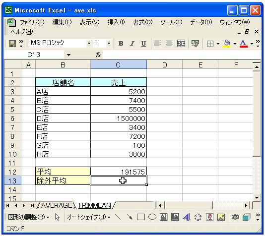 TRIMMEAN関数のテスト