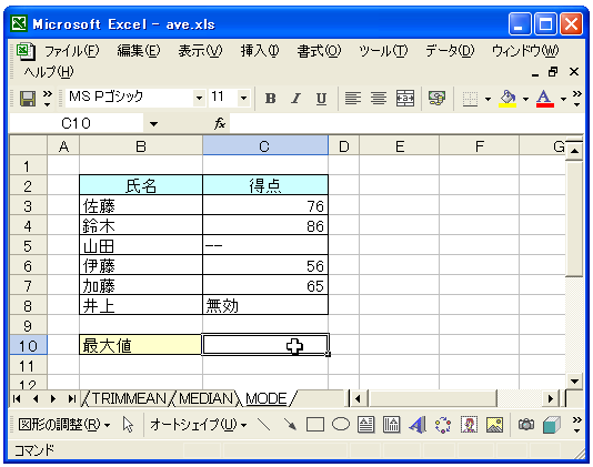 MAX関数のテスト