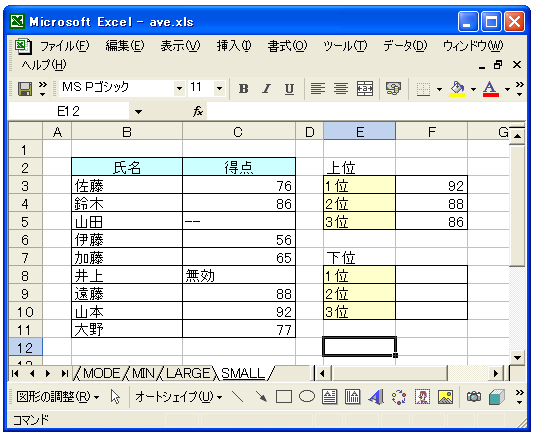 SMALL関数のテスト