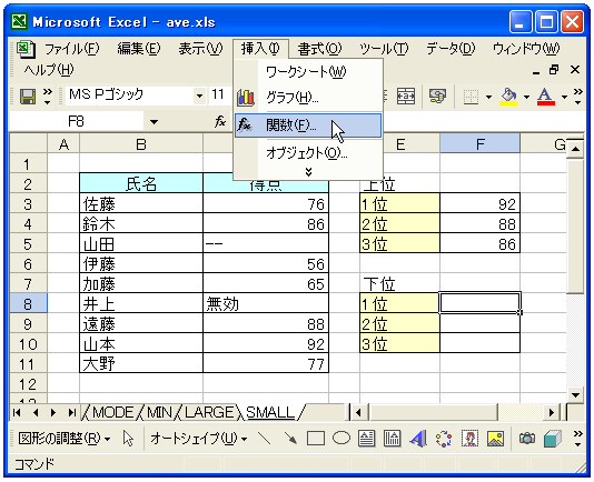 SMALL関数のテスト