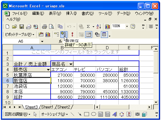 詳細データの表示