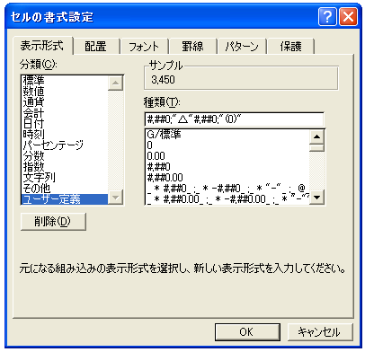 書式の定義(数値)