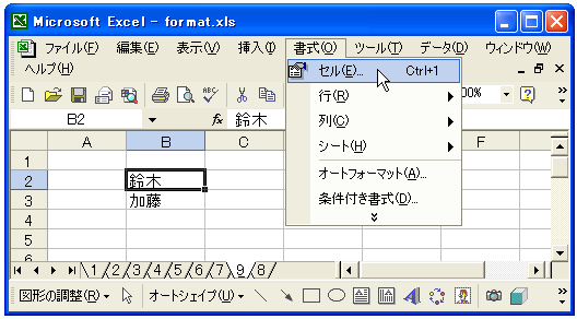 書式の定義(文字)