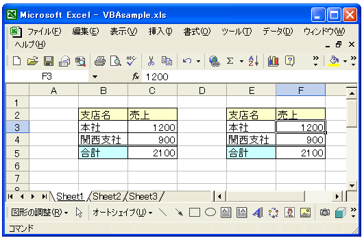 セルのリンク貼り付け